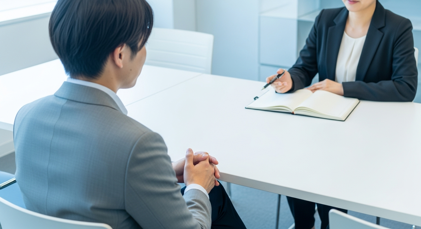 転職エージェントと面談している柔道整復師のイメージ